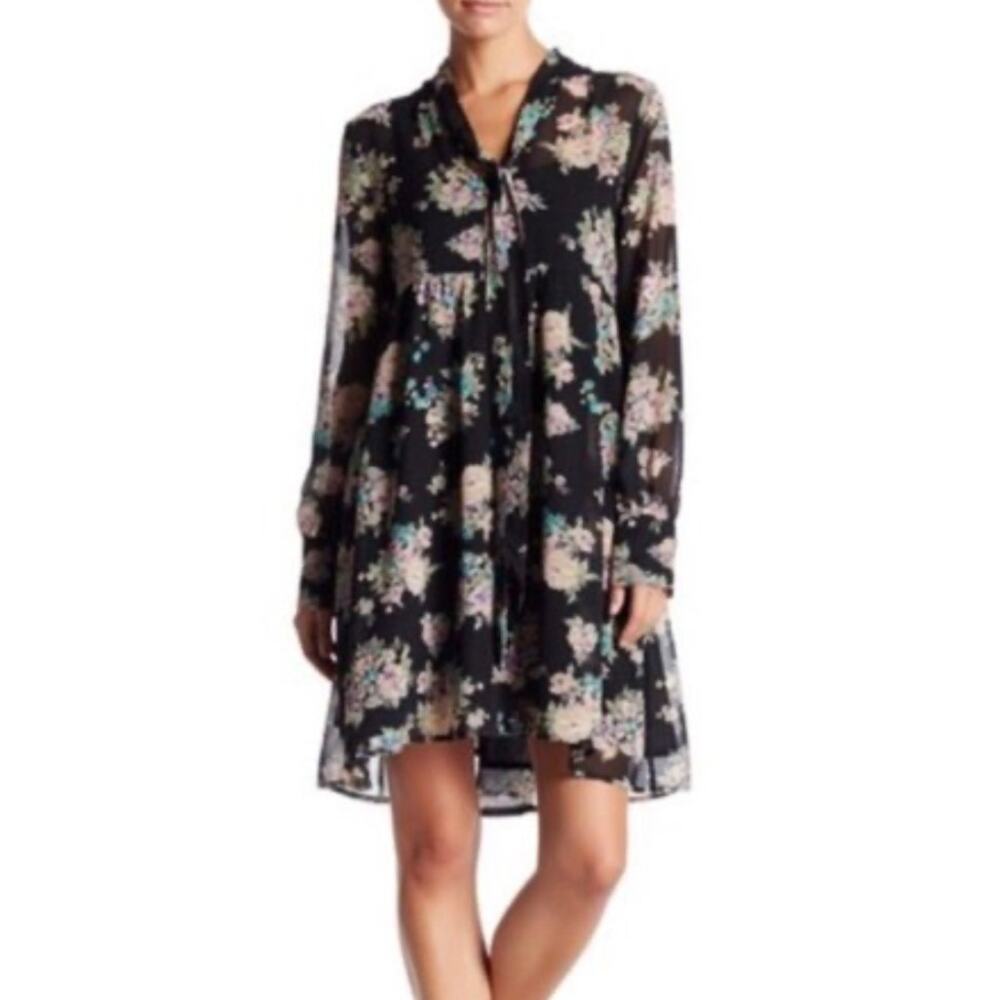Banjara Black Floral Long Sleeve Dress Size S Small